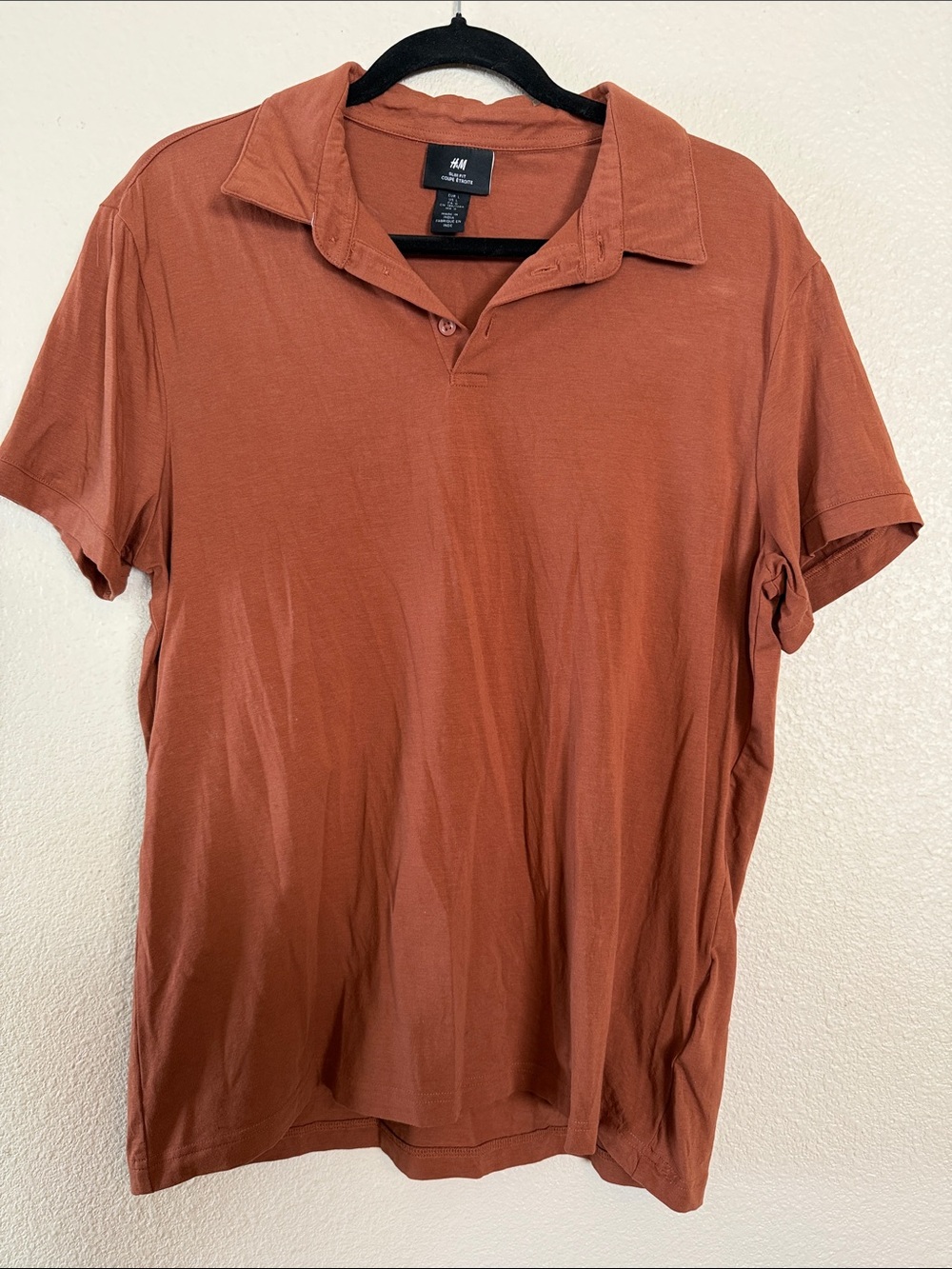 H&M Men's Terra Cotta Short-Sleeve Slim Fit Polo Size Large